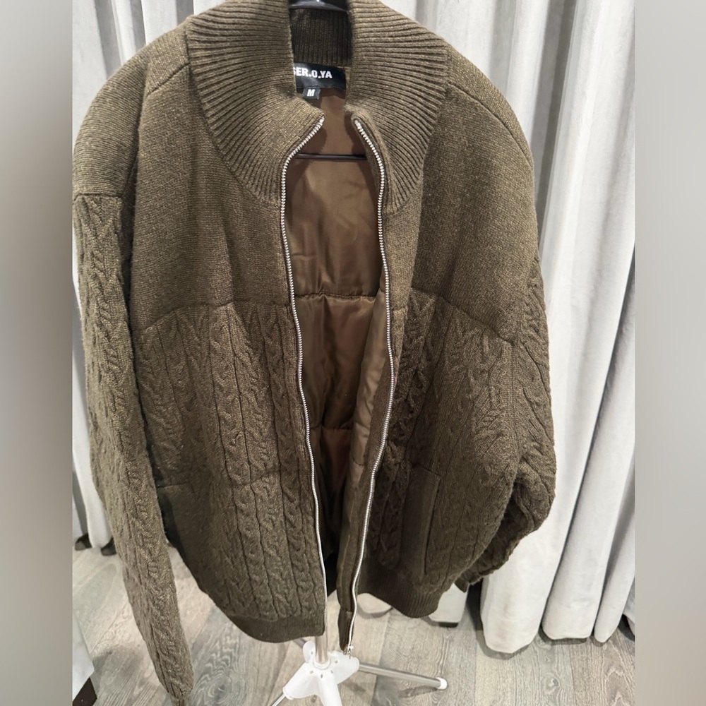 RetroFête Khaki Women's Bomber Jacket - Picture 2 of 3